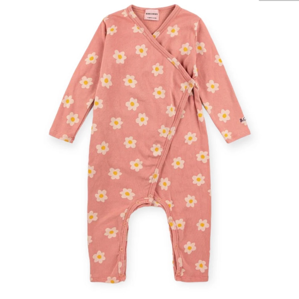 Bobo choses Baby Baby Kimono Wrap pink Floral Romper 3/6months - organic cotton